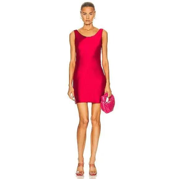 Norma Kamali Maria Mini Dress in Tiger Red